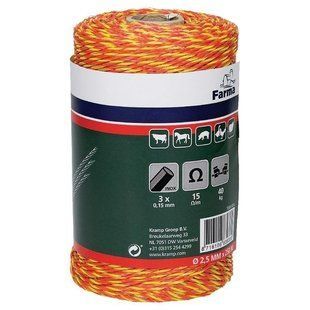 Шнур для электропастуха 250м, 3x0,16. 2900 фото