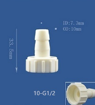 Пластиковий Штуцер 10 мм , з внутрішньою різьбою 1/2 під шланг 8,9,10 мм 18379 фото