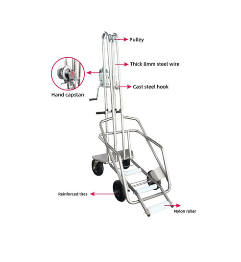 four wheel dead pig transport cart with manual winch